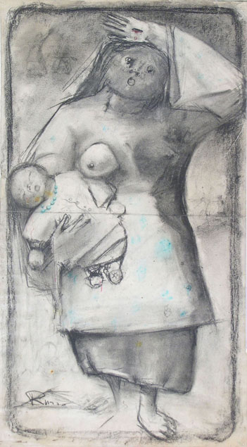 Mario Russo, standing mother with her baby